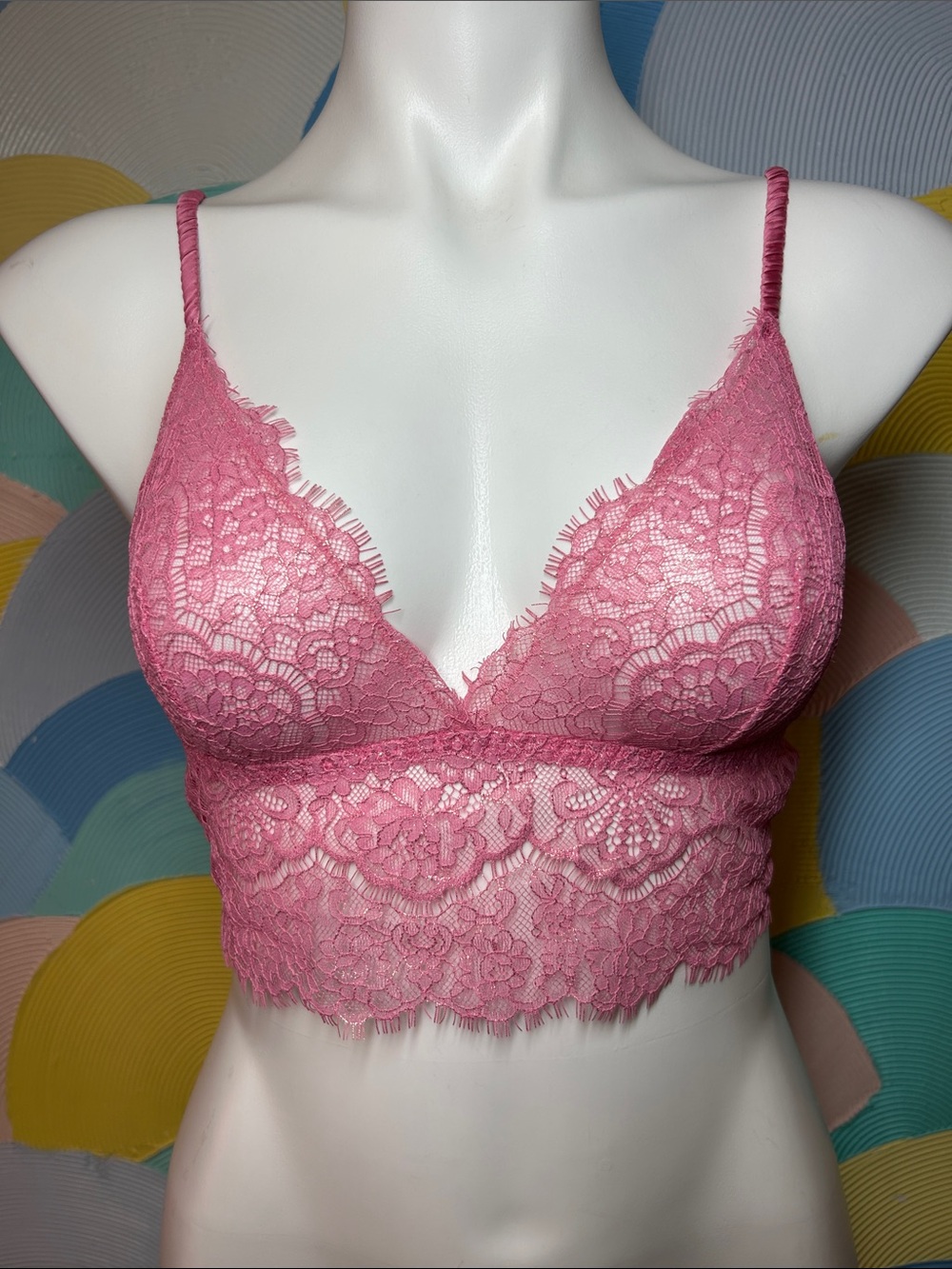 Victoria's Secret Pink Lace Longline Bralette sz S